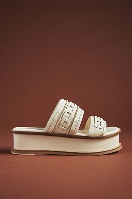 NWOT Kelsi Dagger Brooklyn Drift platform slide sandals white leather SIZE 9.5