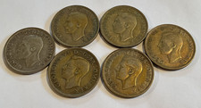 6 x Great Britain Half Crown 50% Silver 2 x 1943 and 4 x 1944 Good to Fine