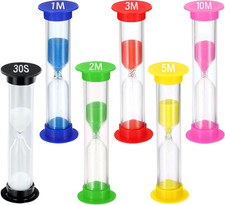 Sand Timer for Kids Set of 6 Small Colorful Pack 6 - - Multi Mix