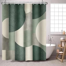 Green Shower Curtain Abstract Modern Geometry Circles Contemporary Sty