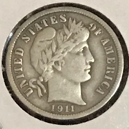 U.S. Barber Dime XF Detail Tiny Dig 1911