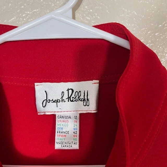 Joseph Ribkoff Tunic Dress Womens 12 Button Up Stretch Red Laggenlook - Image 3 of 4