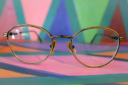 Vintage Society Optiks Black Gold Round Glasses Thick - Picture 4 of 12