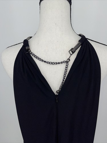 NWT $148 JESSICA SIMPSON Black Sequin Chain Halter Neck Cocktail Dress Size 6 - Picture 5 of 7