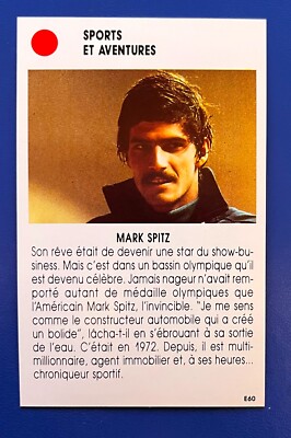 NATATION STAR MARK SPITZ OLYMPIC GAMES JO 1972 RARE ROOKIE CARD FRENCH EDITION