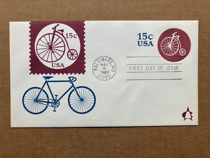 1980 15c Bicycle envelope U597 Andrews Cachet First Day Cover LE 422/1000