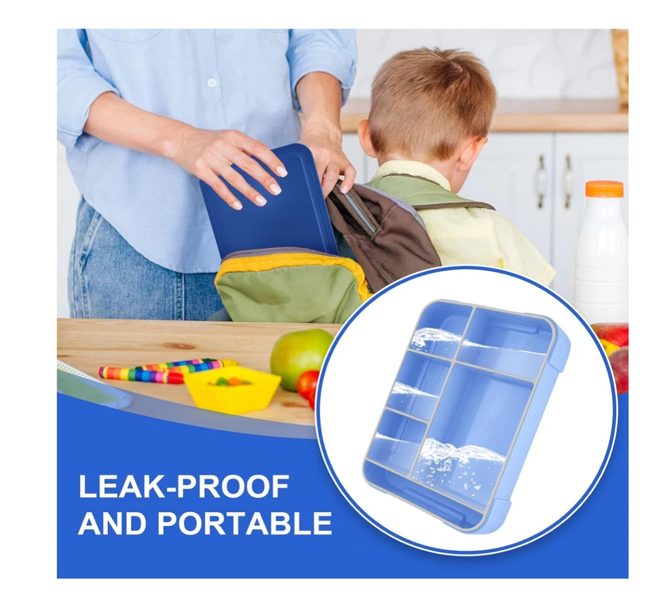 Brotdose Kinder mit Fächern Bento Box Auslaufsicher Lunchbox für Mädchen Jungen - Bild 4 von 4