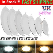 3W 6W 9W 12W 18W 24W LED Panel Light Round Recessed Ceiling Down Lights UK Stock