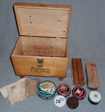 Vintage Ronson Roto Shine Wooden Shoe Shine Box With Accessories