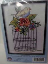 Design Works BIRDCAGE Counted Cross Stitch Kit 5" x 7"