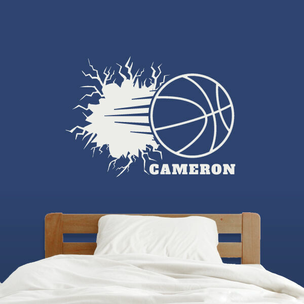 Custom Basketball Breaking Wall - Personalized Sports Kids Room Wall Decal