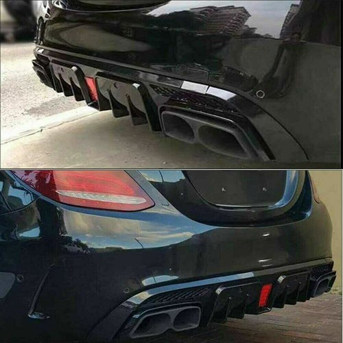 Puntas de escape difusor parachoques con luz LED para Mercedes W205 sedán C43 C300 C450 - Imagen 3 de 12