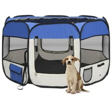 NNEVL Foldable Dog Playpen with Carrying Bag Blue 110x110x58 cm