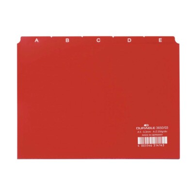 DURABLE Karteikartenregister A-Z rot DIN A5 quer 25-teilig 