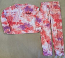 Justice sleep pajama set 10 girls tie dye velour warm cozy