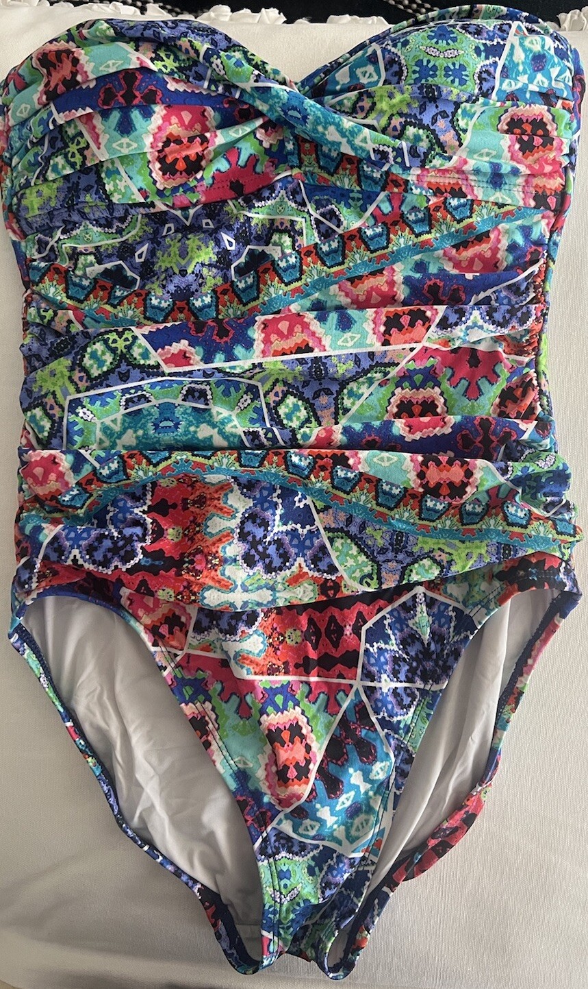 La Blanca Printed Tummy Control Strapless Opne Piece Swimsuit Size 4 eBay