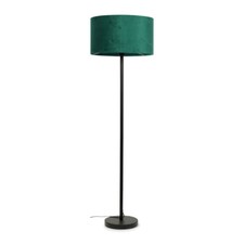 Black Floor Lamp Metal Stem Living Room Reading Light Large Velvet Lampshade