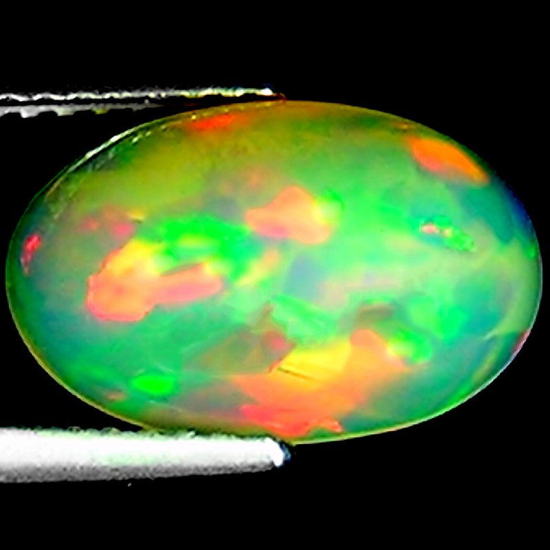 1.64 Ct Natural Ethiopian Cabochon Opal Gemstone Multi Color Oval Cut