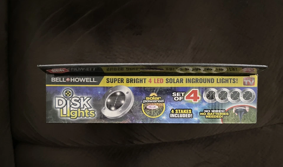New Bell Howell Solar Disk Lights Powered 4 LED Brushed Steel As Seen on TV - Image 3 of 4