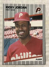 1989 Fleer Ricky Jordan Baseball Rookie Card (RC) #575 Phillies ROY NM O/C. rookie card picture