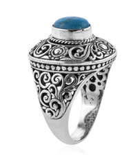 Bali Natural Persian Turquoise 2.41 ctw Ring 9.92 gr Sterling Silver Sz 6 gift