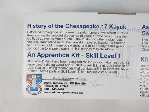 Kit Modelo Madera Kayak Chesapeake 17 Escala 1:12 Midwest Products Nuevo en Caja Kit # 989 - Imagen 11 de 14
