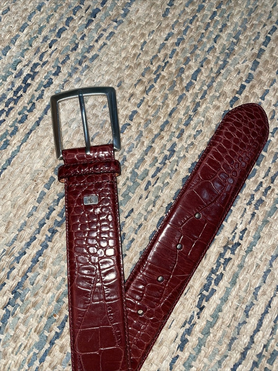 LAUREN By RALPH LAUREN Brown Alligator Embossed Italian  display picture 1
