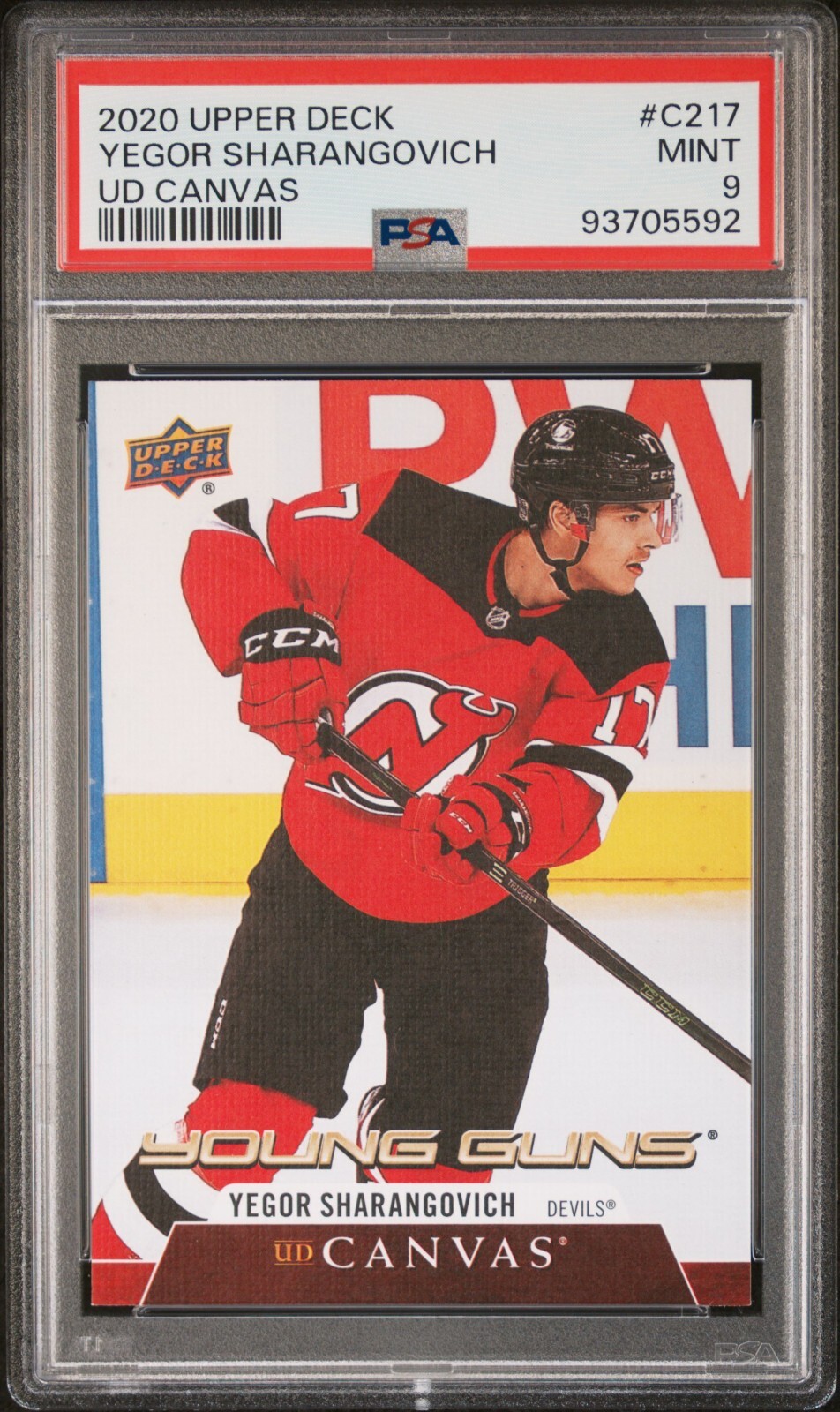 2020-21 Upper Deck Yegor Sharangovich Young Guns Canvas RC #C217 PSA 9 MINT
