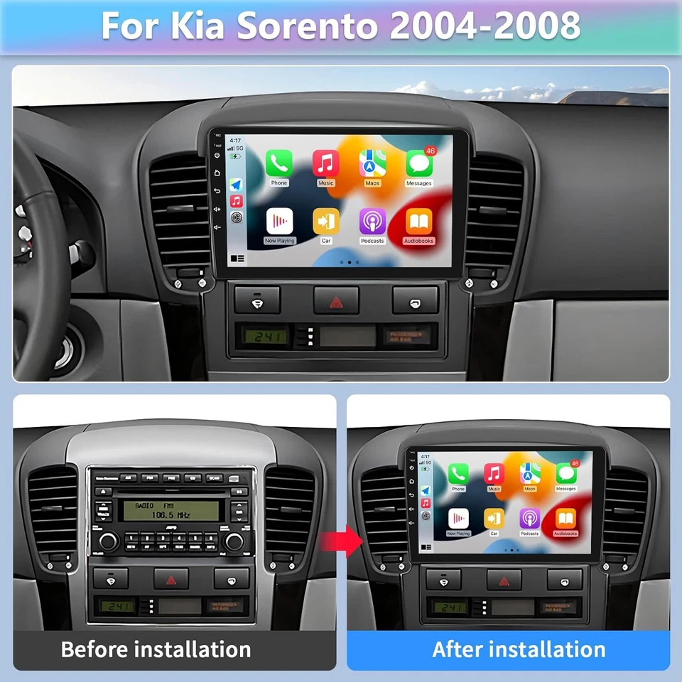 For Kia Sorento 2004-2008 Car Stereo Apple CarPlay Android 13 Radio GPS Navi Foto 4 de 4