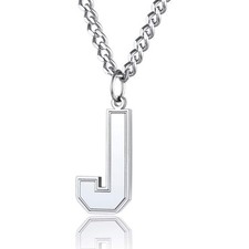 ChainsPro Initial A-Z Necklace for Boys - Stainless Steel Letter Charm Pendan...