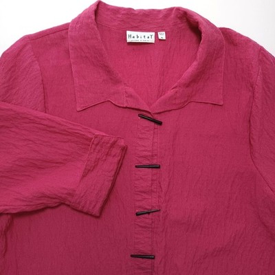 Habitat Clothes to Live In XL Pink Textured Long Sleeve Button Up Casual Top