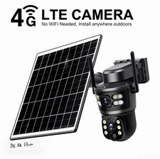 4G LTE Outdoor Security Camera with Solar Panel - Black