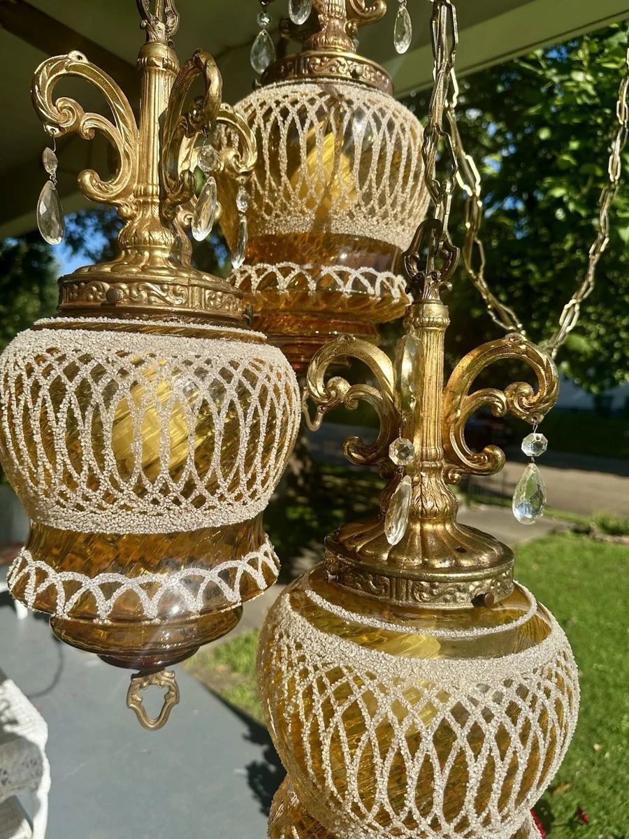 Amber Glass Lamp In Collectible Ceiling Light Fixtures for sale | eBay