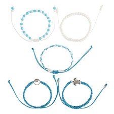 5 Pcs Turtle Bead String Ankle Bracelets For Women Woven Jewelry