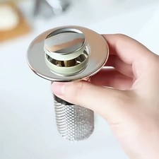 Pop-Up Bathroom Sink Drain Strainers with Detachable Filter Basket, Anti-Clog Ha