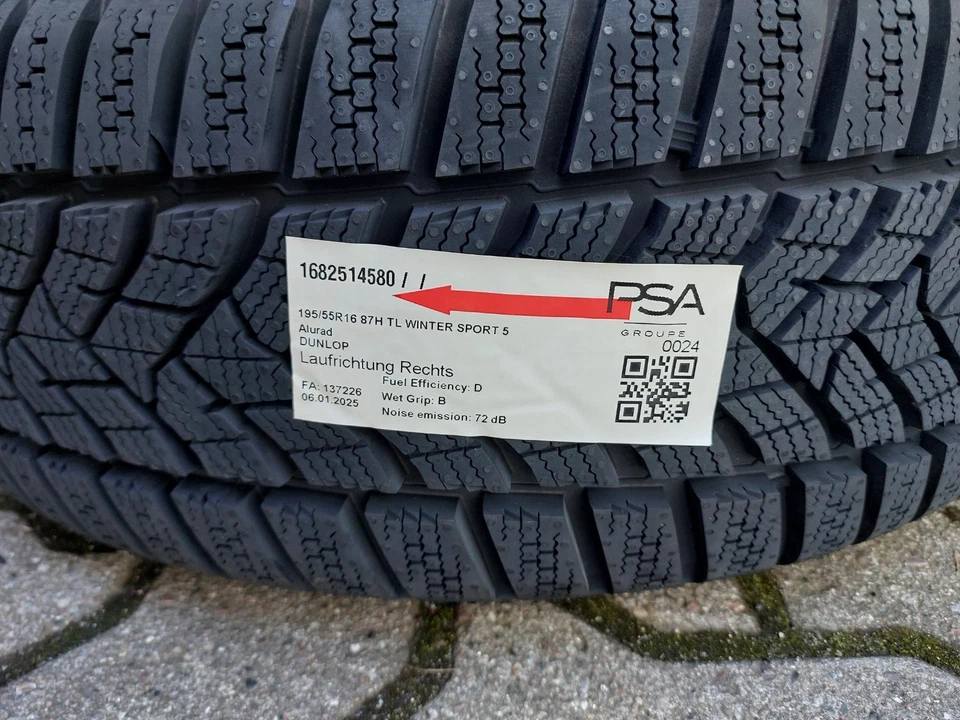 Peugeot 208 Neu Original Satz Winterräder ALU 195/55R16 91H Dunlop 1682514580 - Bild 4 von 4