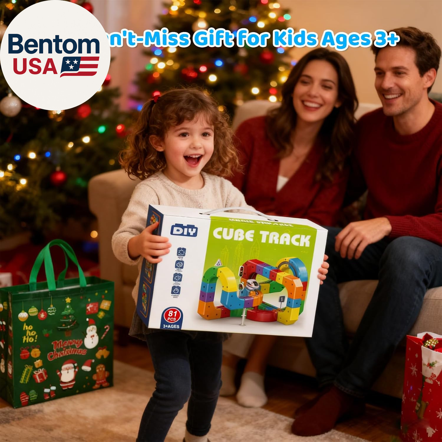 Cube Track Fusion Toy, Klick Rail Electric Train Set for Kids with Gravity-Defyi