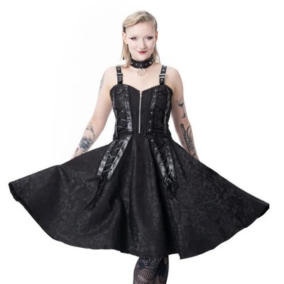 Poizen Industries Kurzes Kleid Damen Raven Rose Dress schwarz Gothic, Rockwear
