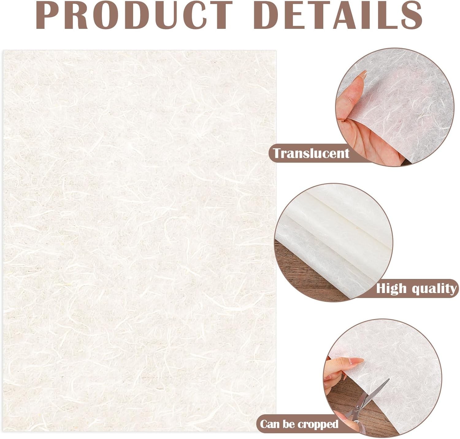 60 Sheets Mulberry Paper 8.5 x 11, Rice Paper Handmade Decoupage Sheets for Writ