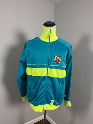 FC Barcelona Vintage Full Zip Jacket Josma Sport Teal Neon Yellow Men's XXL
