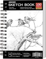 FIXSMITH 5.5"X8.5" Sketch Book  100 Sheets 68 5.5x8.5-1 Pack, Black