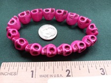 1 SKULL STRETCHY BRACELETS HALLOWEEN  LARGE PINK in Color