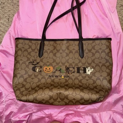 Coach Halloween City Tote Bag Purse Pumpkin Cat Ghost Witch 5714 RARE!!