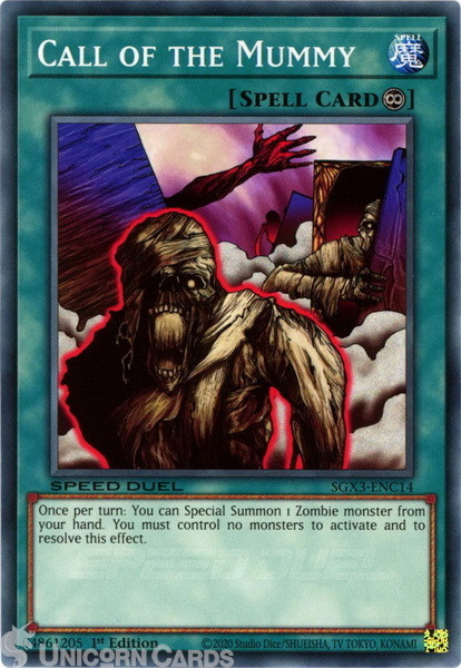 SGX3-ENC14 Call of the Mummy :: Common 1st Edition Mint YuGiOh Card