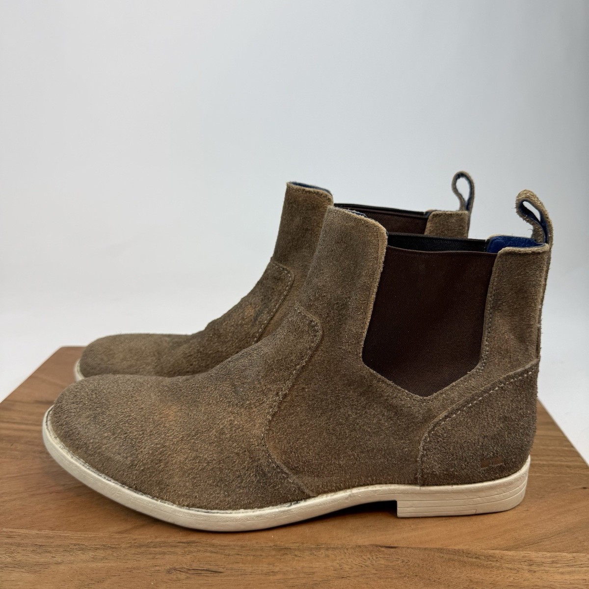 New Mens Bed Stu Vasari Taupe Distressed Suede Ankle Chelsea 