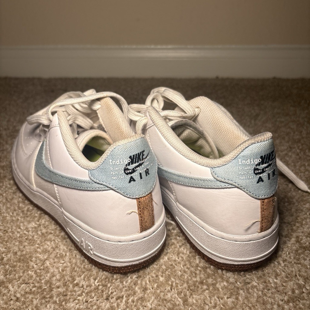 Off-White (Inspirado) Fuerza Aérea 1 Bajo - Indigo y Corcho Colorway Personalizado - 6.5Y