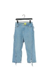 Topshop Women's Jeans W 28 in Blue Cotton with Elastane Cropped