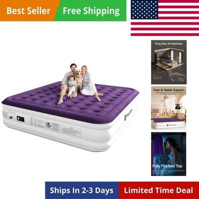 King Air Mattress with Built in Pump, 18'' Raised Comfort Blow up Mattress, Up...