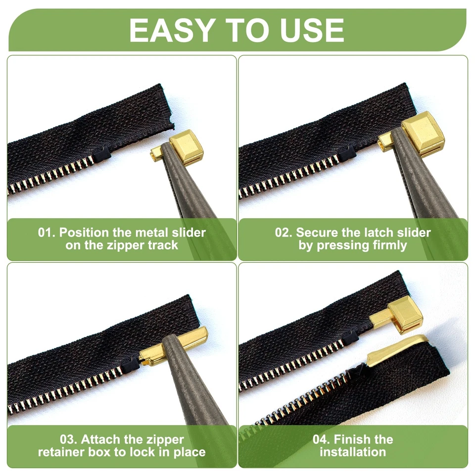 Kit de reparación de cremallera #3 #5 #8 #10 apto para chaqueta (12 pares, negro) Foto 4 de 4