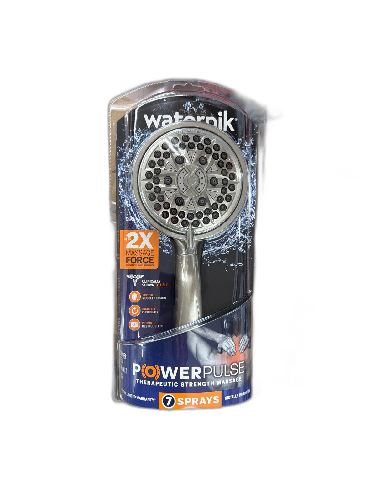 Waterpik PowerPulse 8-Spray Handheld Shower Head 1.8 GPM Brushed Nickel